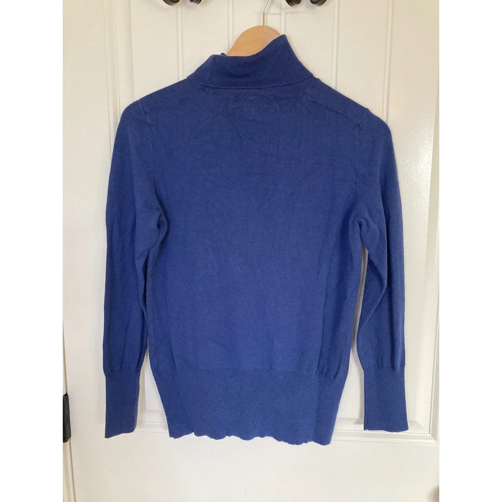 Banana Republic Blue Silk Cotton Cashmere Turtleneck Sweater Womens M 698979-03